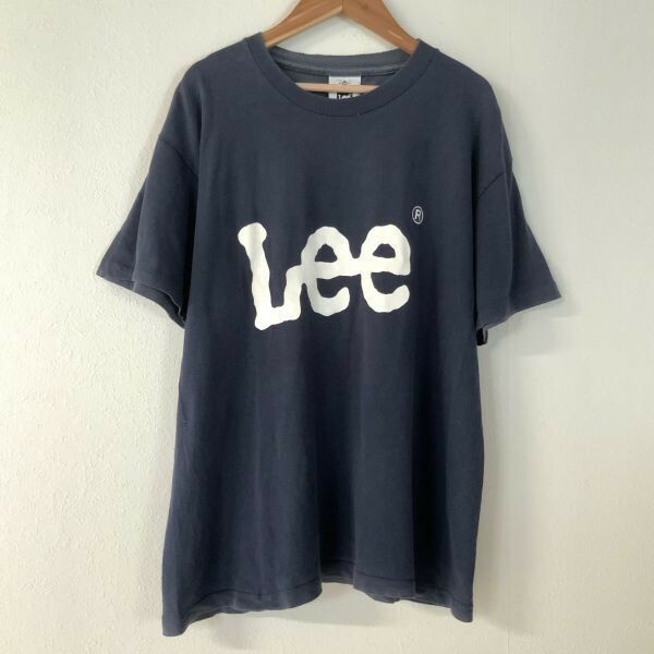 雰囲気抜群 90‘s USA製 LEE リー ビッグロゴ 半袖 tシャツ メンズ Mサイズ ネイビー 紺