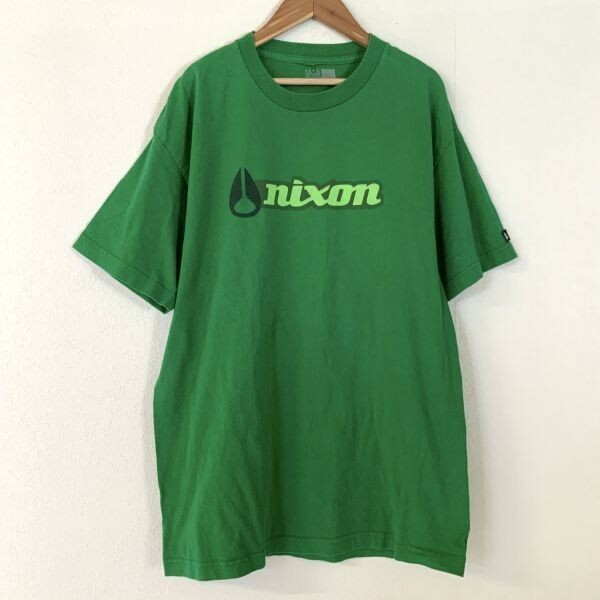 希少 NIXON ニクソン 旧ロゴ ビッグロゴ 半袖 tシャツ メンズ Lサイズ グリーン ウォッチ