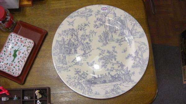 イギリス QUEEN'S Toile de Jouy 古城 大皿 31.5cm 青