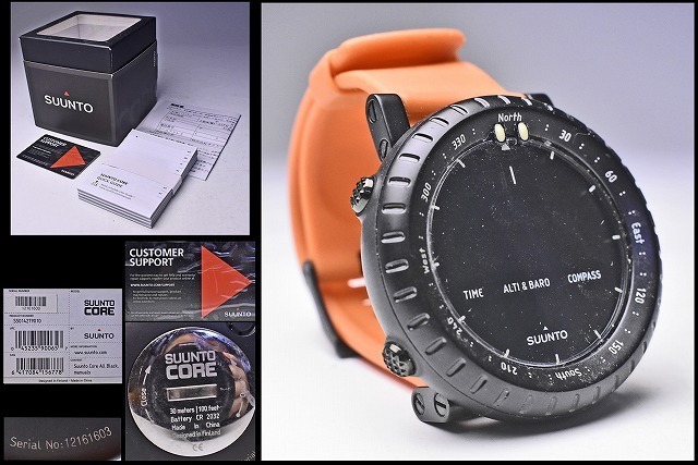 SUUNTO ★ CORE ★ All Black manual ★ スント ★ コア オール ブラック ★ 腕時計 ★ オレンジベルト ★ 電池切れ ★ 中古品 ★