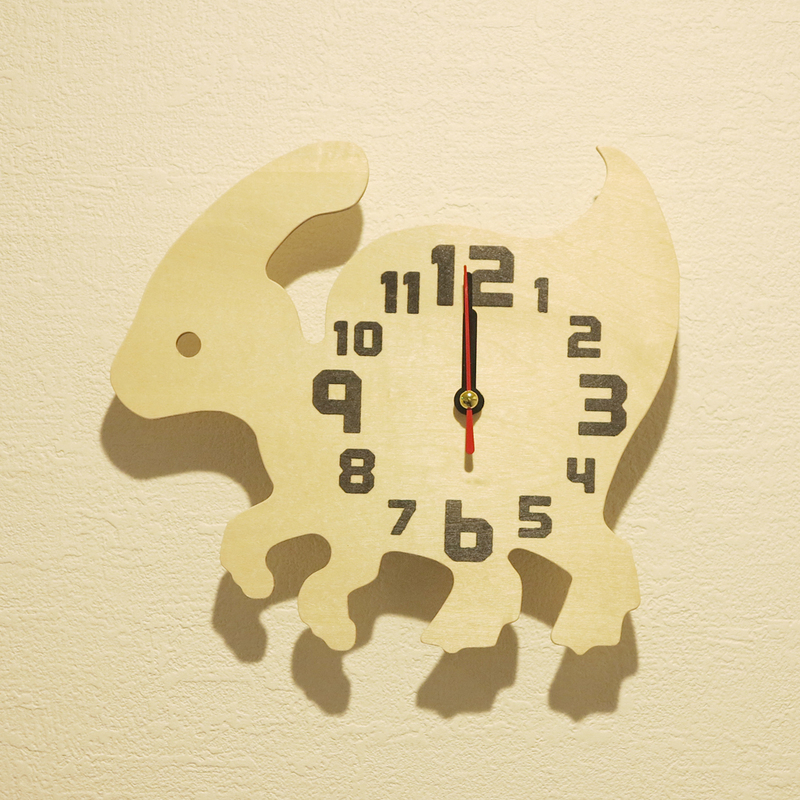 恐竜時計 #2 パラサウロロフス 壁掛け時計 置時計 木工 アート クラフト クリエイター デザイン 恐竜 時計