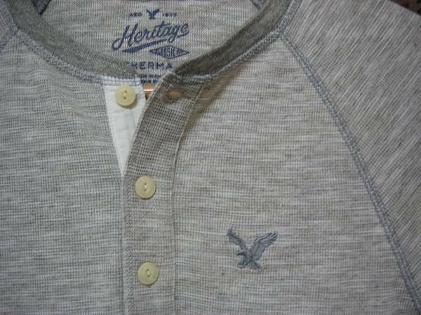 レア! 残りわずか! 正規品 本物 新品 アメリカンイーグル ヘリテージ ヘンリーネック 長袖 Tシャツ AMERICAN EAGLE ワイルド ロンT XS ( S