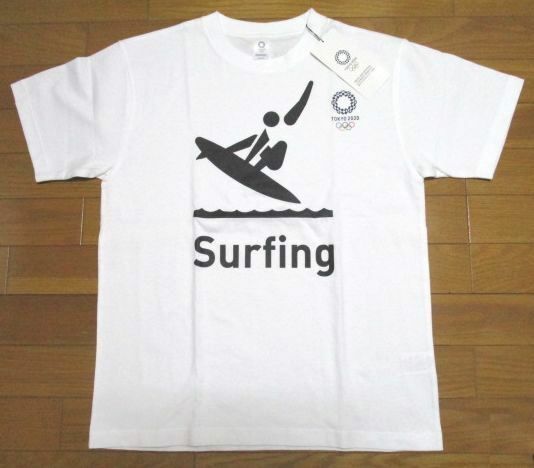新品　サーフィン　東京オリンピック　棒人間　白　Tシャツ　Mサイズ　surfing　TOKYO　2020　廃盤　ピクトグラム　surf