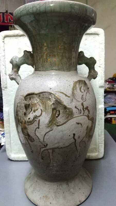 古い 相馬焼き 花瓶 高さ48.5cm 作家物 壺 蔵出し品
