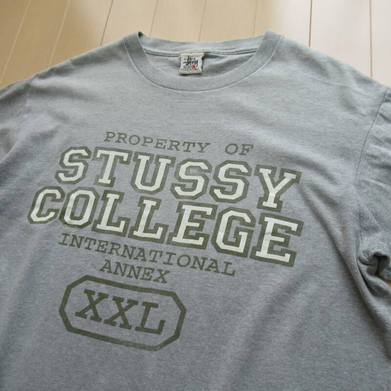 ★即決送込★ M 90s STUSSY カレッジ USA製 T-shirt Tee 半袖 old oldstussy オールドステューシー ボーダー クラウン l xl 色タグ ポケTee