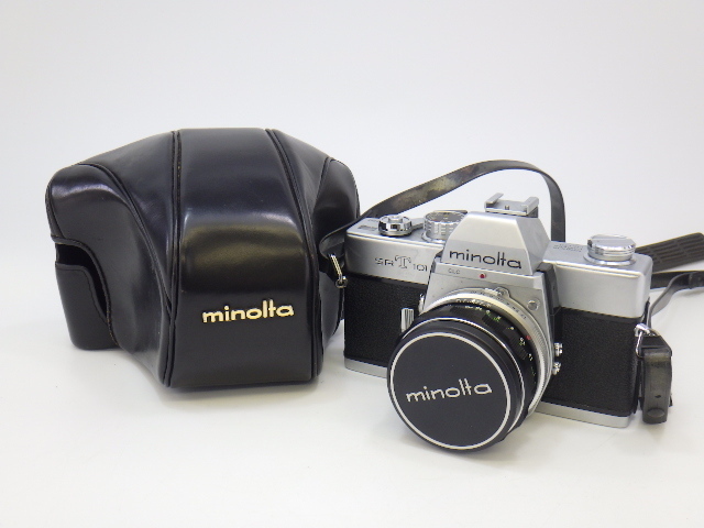 h2D069Z- MINOLTA SR T 101 ミノルタ 一眼レフ/MC ROKKOR-PF 55㎜ F1.7 動作品