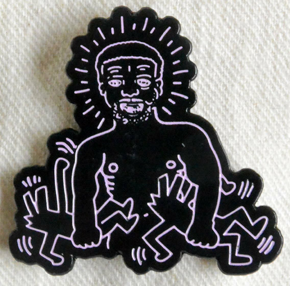 【KHONKA KLUB /カナダ入荷 /即決】Keith Haring for Paradise Garage/ Larry Levan/ピンズ/ピンバッジ/ブラック×ピンク/(kk-b-26)