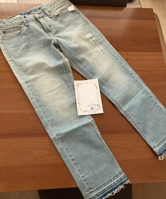 送料185円 新品 GAP 1969 25 ギャップ カットオフ デニム ジーンズ ジーパン ストレート クロップド アンクル USED加工 ストレッチ