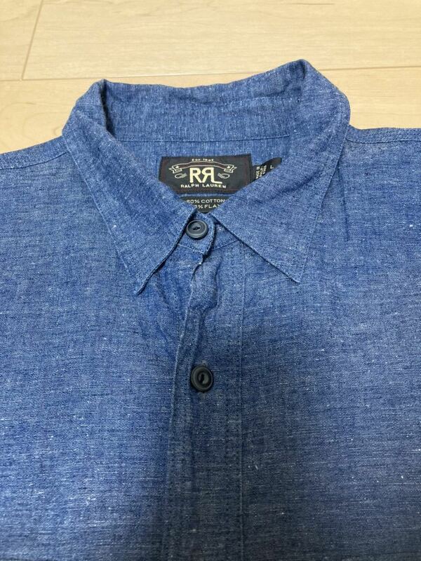 RRL ワークシャツ　レア 長袖　薄手　ダブルアール　ミリタリー　L表記 XL相当　風合い 