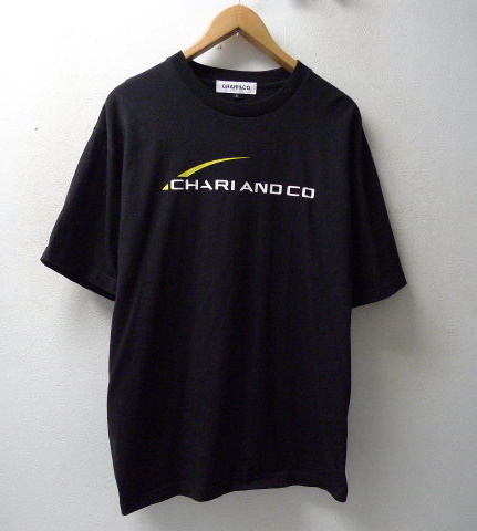 ◆CHARI&CO チャリアンドコー ロゴプリント クルーネック Tシャツ　黒 サイズL 美