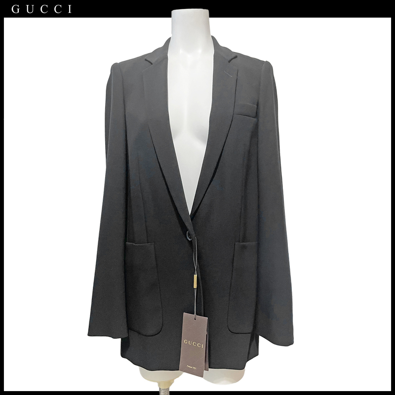 新品グッチ ウール　テーラードジャケット　黒　＃38　GUCCI★