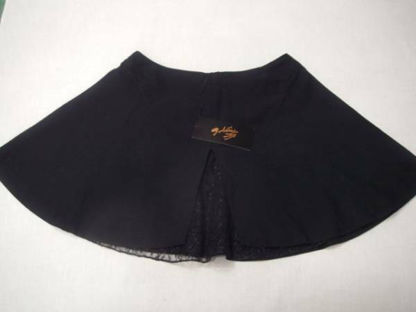 e42 前レースフレアースカート　黒　新品未使用　日本製　ミニスカート