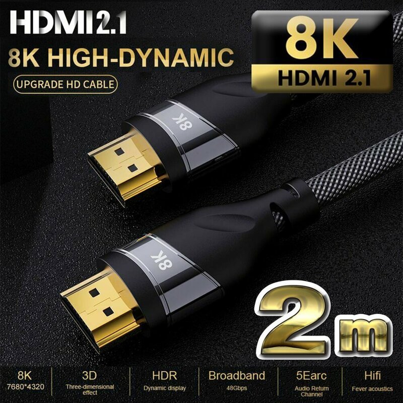 【8K】 HDMI ケーブル 2m 8K HDMI2.1 ケーブル 48Gbps 対応 Ver2.1 フルハイビジョン 8K イーサネット対応 2メートル