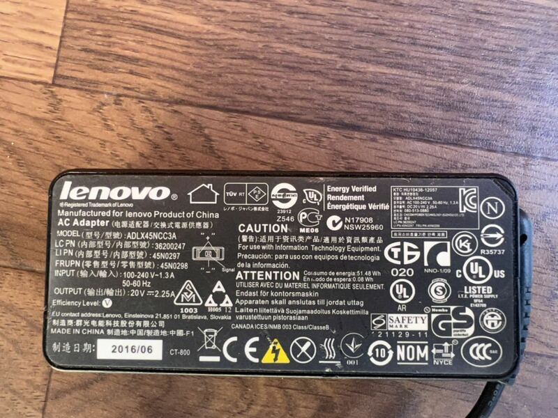 Lenovo ACアダプター ADLX45NCC3A
