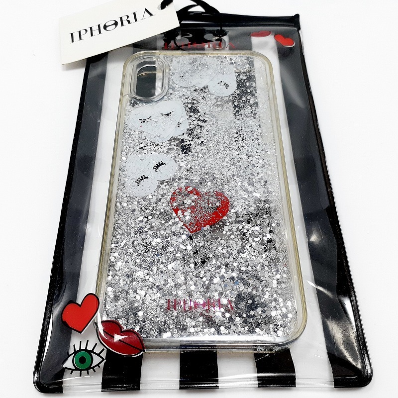 IPHORIA アイフォリア iPhone X XS アイフォン Hearts Transparent スマホケース ハート ラメ 新品