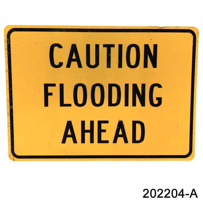 ヴィンテージ 大判 看板 CAUTION FLOODING AHEAD 水害注意 [202204-A]　ストリートサイン アメリカン雑貨 ブリキ看板 SHOP 店舗 インテリア