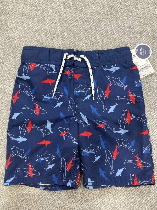 新品☆5歳用 アメリカ購入 水着 子供 パンツ 定価 28ドル 紫外線カット 水遊び 海水浴 プール サメ柄 タグ付き 海水パンツ 半パン 未使用 