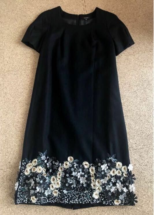 TOCCA トッカ　カシミヤ混ウール　ワンピース　裾装飾　黒