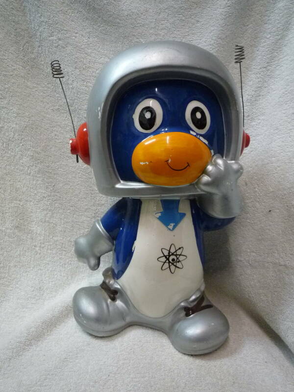 ◆希少品 ナショナル エアコン 宇宙ペンギン 陶器 貯金箱 高さ30cm◆昭和レトロ ポップ アンティーク ヴィンテージ 当時物