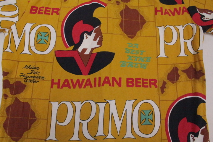 VintageOriginal 70’s PRIMOビール コットンアロハシャツ ヴィンテージ古着 総柄 ハワイアンシャツ