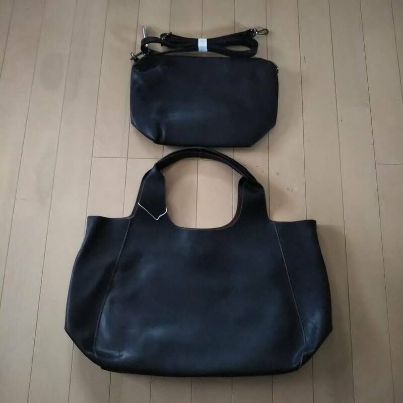 ★新品★【ＧＵＳＣＩＯ-ITALY-】トートバック・ショルダーバッグセット ブラック★