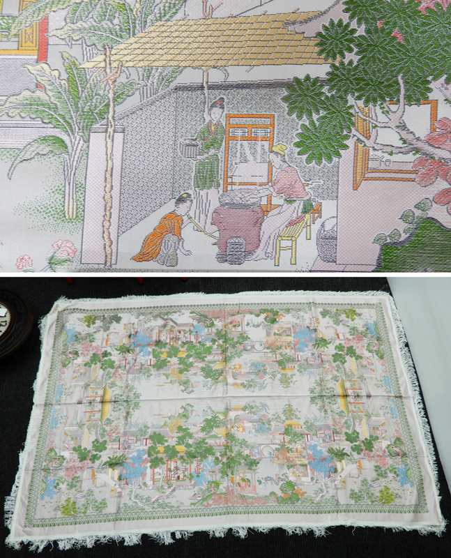 ◆◎3) 中国織綿 テーブルクロス シルク 錦花 絹 中国刺繍 タペストリー 中国伝統工芸 毯 敷物