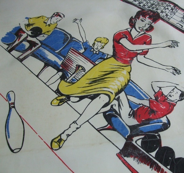VINTAGE ボウリング bowling スーベニア　スカーフ ビンテージ ロカビリー 50s 60s アメリカ古着 難あり
