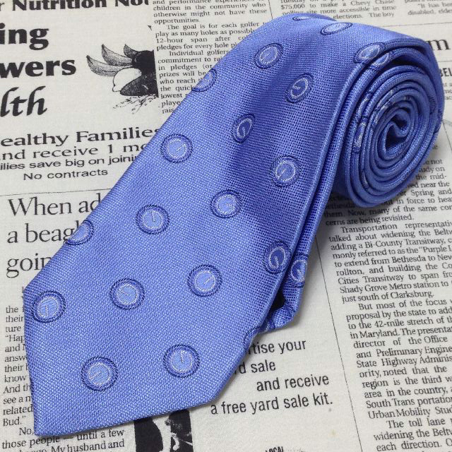 グッチ GUCCI 良品 クリーニング済 微光沢 ネクタイ イタリア製 シルク100% パターン柄 青系 ブルー系 L-007252 ゆうパケット