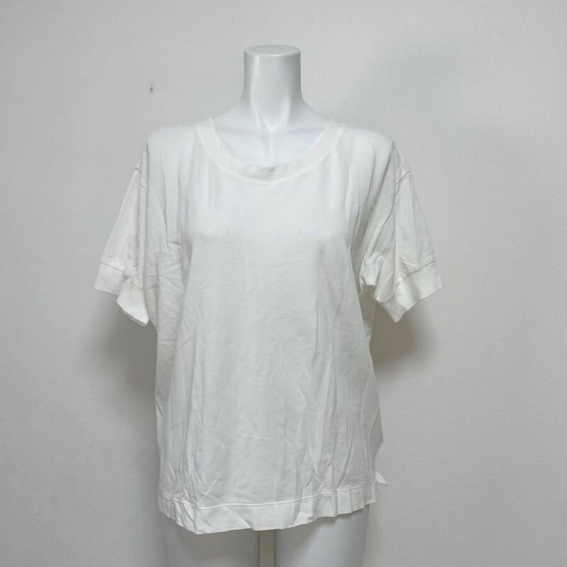 マーガレットハウエル MARGARET HOWELL 日本製 レディース 半袖シャツ Tシャツ コットン ホワイト 白 サイズ2 美品