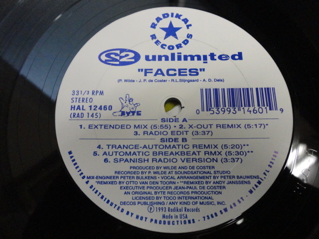 2 Unlimited - Faces オリジナル原盤 12 アッパーRAVE EURO TECHNO CLASSIC 視聴