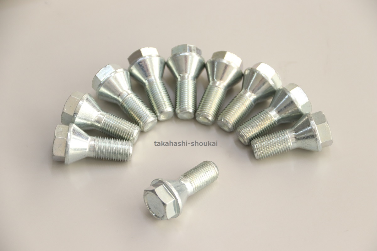 ＃★【ショートヘッド】M12 ピッチ1.25 低頭ホイールボルト テーパー形状 首下22mm 10本【アルファロメオ スパイダー GT GTV 166 164 156】