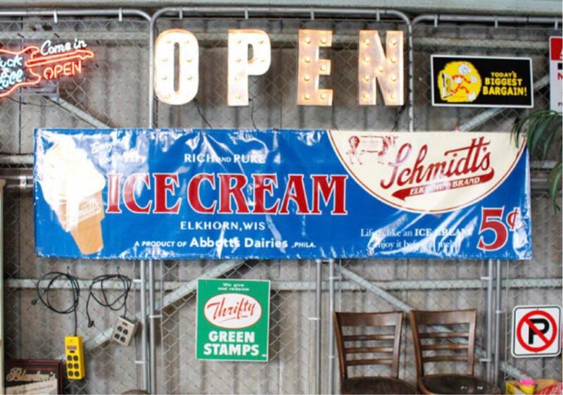 【 ICE CREAM アイスクリーム 】 BIGバナー 横断幕 横長　アメリカン雑貨　アメ雑　新品未使用