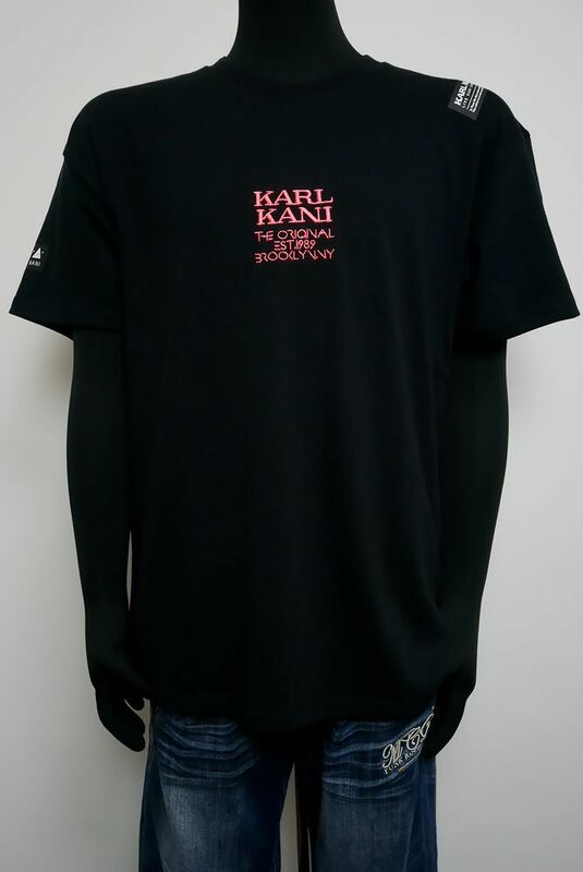 新品正規 カールカナイ Karl Kani ネオンロゴT Tシャツ 半袖 トップス 黒L 222K1014