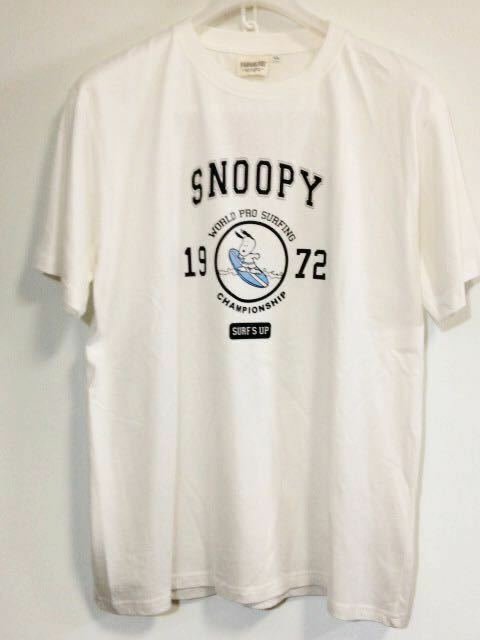 SNOOPY PEANUTS 半袖 Tシャツ カットソー LLサイズ 白 サーフスヌーピー 世界サーフィン選手権1972 新品タグ付き