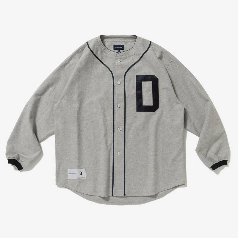 希少★新品本物【灰★2】BLEEK BASEBALL SHIRT ブリーク ベースボールシャツ アップリケ 正規店購入 ディセンダント 入手困難 DESCENDANT