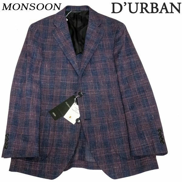 ☆☆ D244A6 新品!春夏 日本製 ダーバン MONSOON 三者混メッシュ素材 チェックジャケット D`URBAN