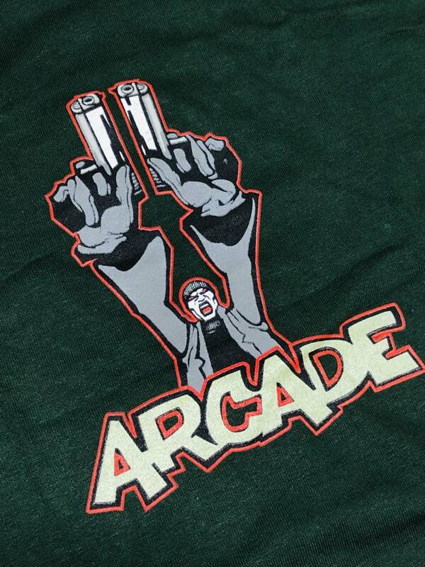 ◎90's vintage【ARCADE】#6　size:M　Green Tシャツ　デッドストック アーケード スケートボード skater USA サンディエゴ California