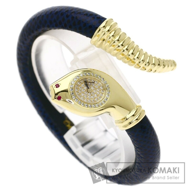 Chopard ショパール 10/5226 ハッピーダイヤモンド スネーク 腕時計 K18イエローゴールド 革 レディース 中古
