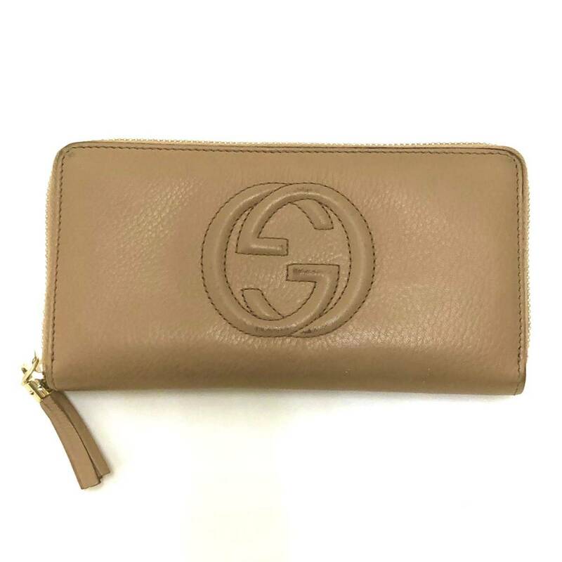 中古 長財布 GUCCI グッチ 598187 ソーホー インターロッキングG 小銭入れ付 ラウンドファスナー ローズベージュ 146222