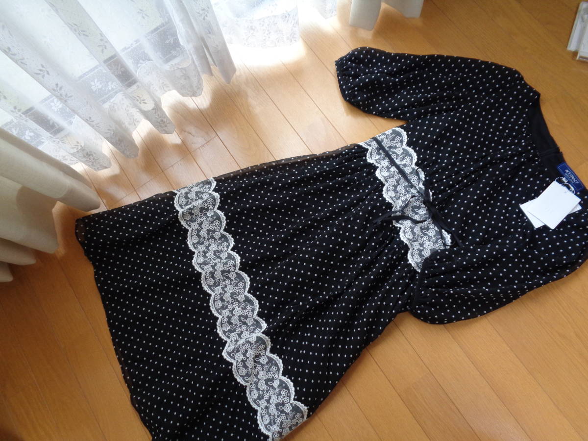 エムズグレイシー☆カタログ掲載☆ドット☆シフォン☆ワンピース☆新品☆レース☆リボン☆ふんわり袖☆m,sgracy☆送料無料エレガンス☆