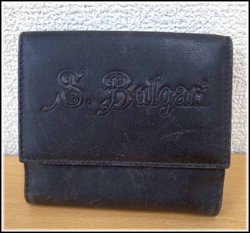 8035T 【本物保証】 BVLGARI ブルガリ　ソリティオ・ブルガリ　二つ折り財布　S.Bulgari　ブラック