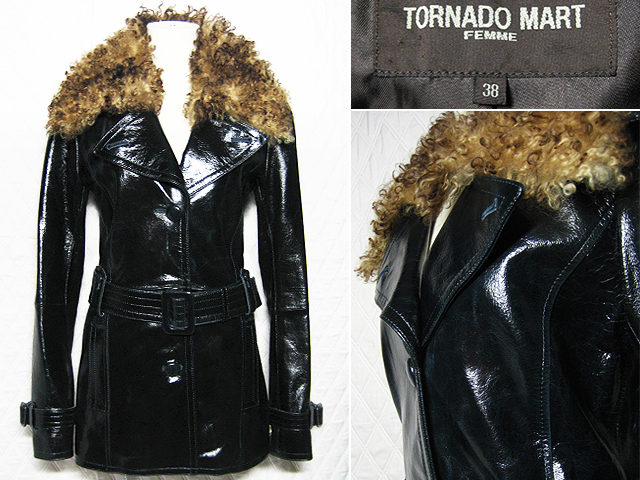 トルネードマート(TORNADO MART)レディース牛革エナメル加工コートジャケット