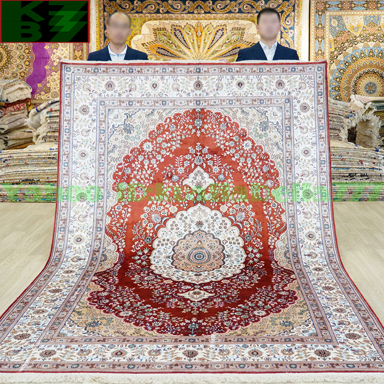 【贅沢敷物】ペルシャ 絨毯 シルク★180ｘ270ｃｍ 100％ ハンドメイド カーペット ラグ 住まい インテリア 応接間 リビング 高級 装飾 W48
