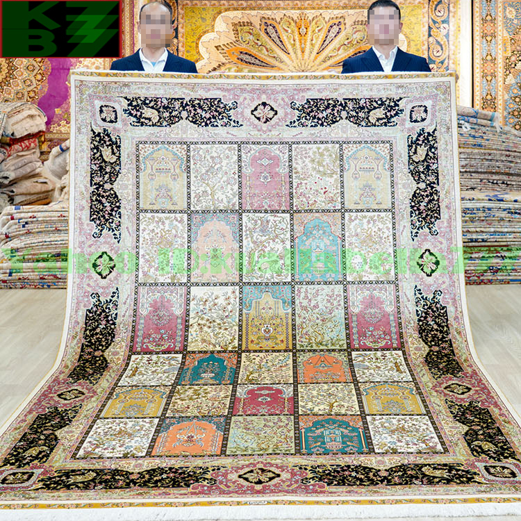【贅沢敷物】ペルシャ 絨毯 シルク★180ｘ270ｃｍ 100％ ハンドメイド カーペット ラグ 住まい インテリア 応接間 リビング 高級 装飾 W15