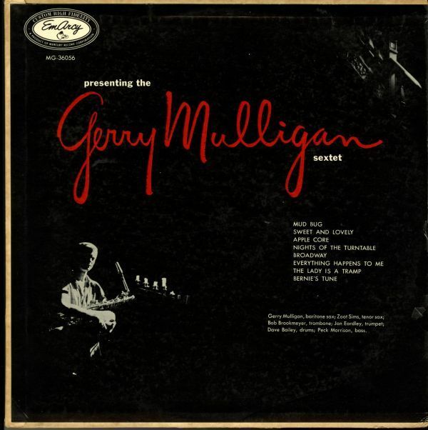 55年 EmArcy MONO 青ドラマーDGLbl. The Gerry Mulligan Sextet / Presenting [MG 36056] Zoot Sims, Dave Baileyほか JAZZ LP [VOX6]