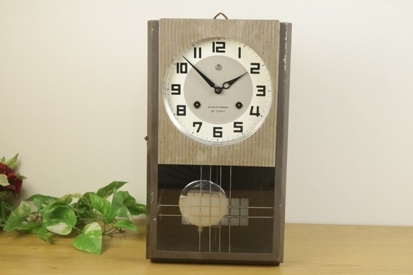 【愛知時計】（AICHITOKEI 21DAY）柱時計 掛時計 振子時計 ゼンマイ式　現状品
