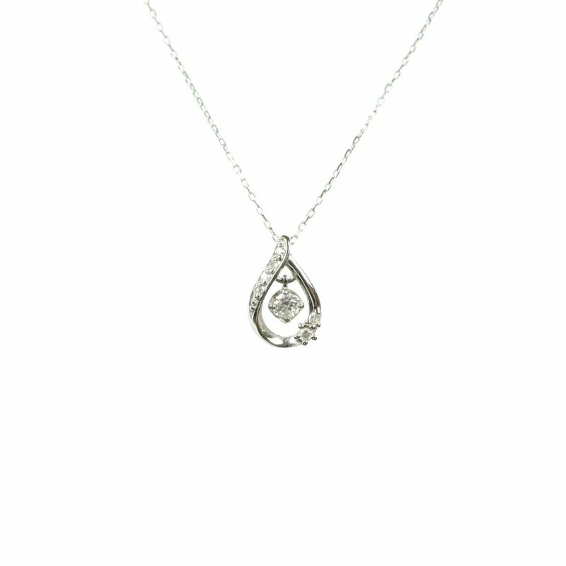 美品 カナルヨンドシー K18WG ダイヤモンド オルゴール付き ネックレス (01196) ペンダント