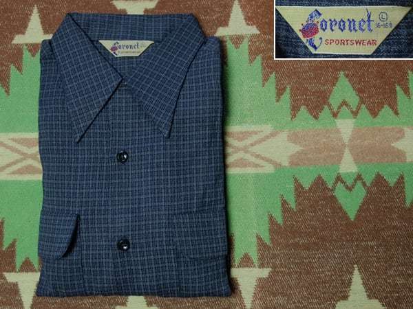 Dead-Stock 【Coronet】 50s Cotton Rayon Shirt 50年代 レーヨン コットン シャツ オープンカラー ボックス ギャバ ロカビリー ビンテージ