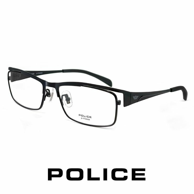 新品 ポリス メガネ POLICE 眼鏡 vpld76j-0530 メンズ 男性用 スクエア 型 黒ぶち メタル チタン ジャパンフィット police βチタン 軽量