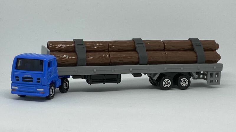 トミカ てあそびたくさん！工事現場セット いすゞ ギガ 木材運搬車 水色 ライトブルー 単品 バラシ 青 ブルー トラック トレーラー ロング